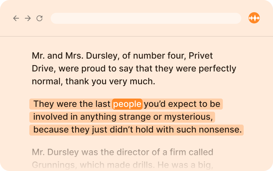 Active text highlighting